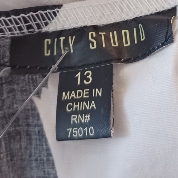 NWT City Studio 13 White Blk Floral Hot Pink Trim Formal Party Prom A-line Dress - Picture 5 of 14